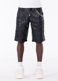 GUAPI OBSIDIAN BLACK STARS LEATHER SHORTO