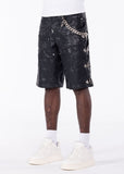 GUAPI OBSIDIAN BLACK STARS LEATHER SHORTO