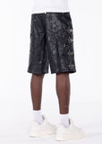 GUAPI OBSIDIAN BLACK STARS LEATHER SHORTO