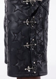 GUAPI OBSIDIAN BLACK STARS LEATHER SHORTO