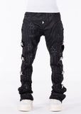 GUAPI ALL BLK CROSS BUCKLE DENIM