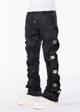 GUAPI ALL BLK CROSS BUCKLE DENIM