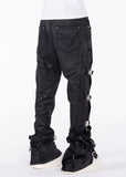 GUAPI ALL BLK CROSS BUCKLE DENIM