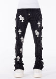 GUAPI OBSIDIAN BLACK CROSS BUCKLE DENIM
