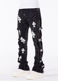 GUAPI OBSIDIAN BLACK CROSS BUCKLE DENIM