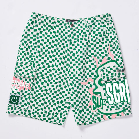 SUGARHILL
“FLOATING” TWILL SHORTS (GREEN WARP)