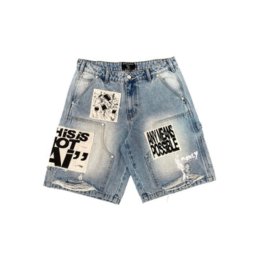 MIXED EMOTION “AI” Denim shorts