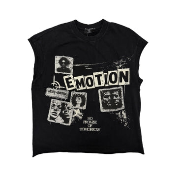 MIXED EMOTION “NEWSPAPER” SLEEVELESS TEE