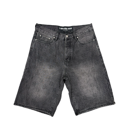 LOSTSHDWS EMBOSSED DENIM SHORT (BLK)