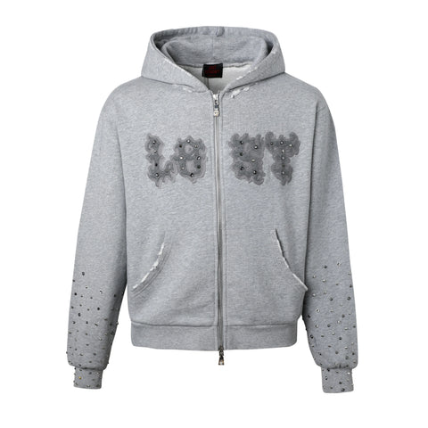 LOST INTRICACY LIGHT GREY PATCH ZIP UP